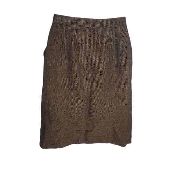 VINTAGE 80s brown skirt pinstripe wool button up pencil M‎ - Picture 2 of 11